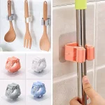 Pack of 3 Mop and Broom Self Adhesive Holder Wall Mount Magic Hanger Organizer Cleaning Tools Storage Mop Rack (Random Color)