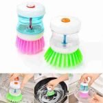 Self Dispensing Cleaning Brush Dish Brush Liquid Soap Plastic Dish Cleaning Brush Home Cleaning Laundry Products Kitchenwar(Random color)